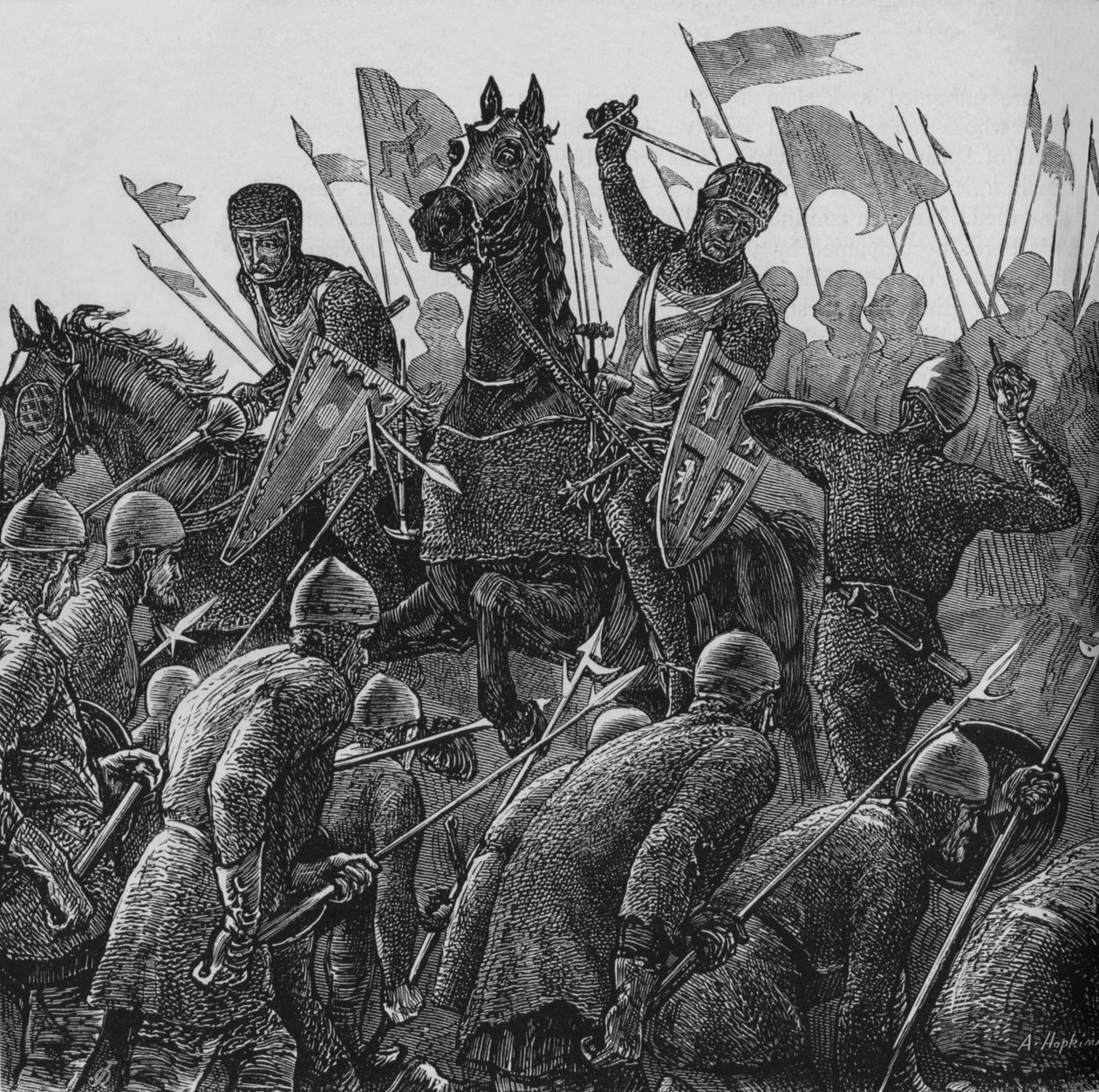 The Bishop of Durhams Charge ve Falkirku, 22. července 1298, c1880 od Unbekannt