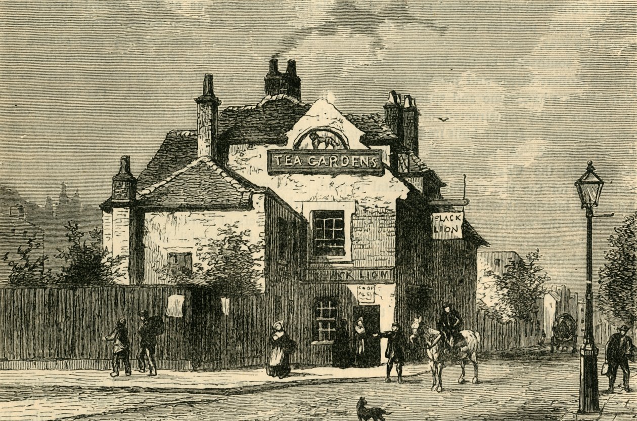 Černý lev, Church Street, Chelsea, v roce 1820, c1876. od Unbekannt