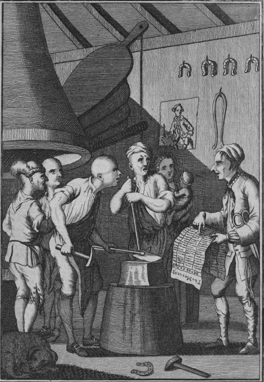 The Blacksmith nechává své železo vychladnout a navštěvuje Taylors News, 1772 od Unbekannt