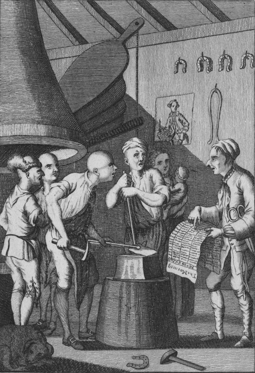 The Blacksmith nechává své železo vychladnout a navštěvuje Taylors News, 1772 od Unbekannt