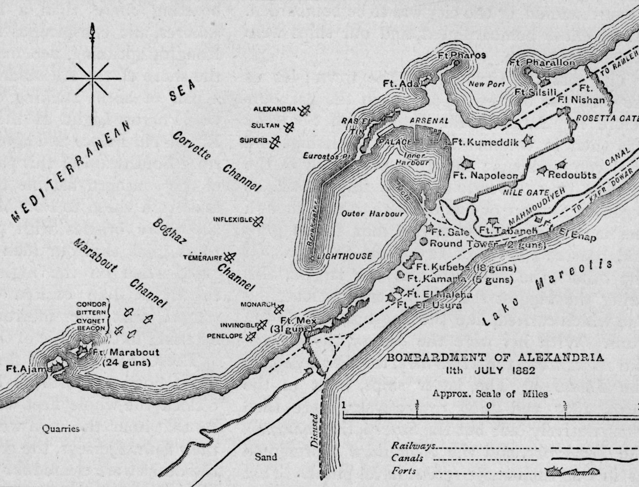 Bombardování Alexandrie: Sketch Map, 1902 od Unbekannt