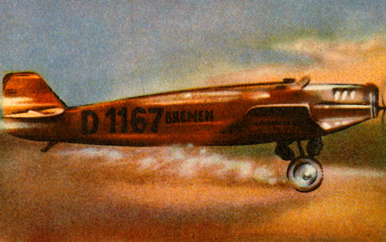 Bremen Junkers W 33 opouští Baldonnel Airport, Irsko, 12. dubna 1928, 1932. od Unbekannt