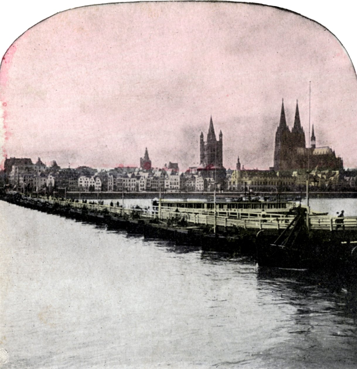 Most lodí přes Rýn, Kolín nad Rýnem, Německo, počátek 20. století od Unbekannt