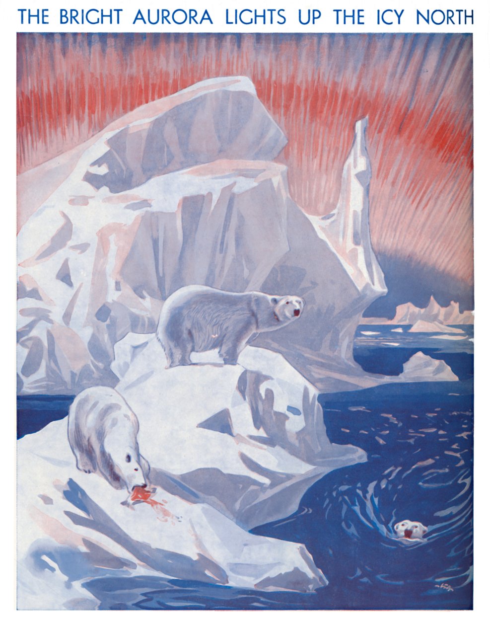 Jasná Aurora osvětluje ledový sever, 1935 od Unbekannt