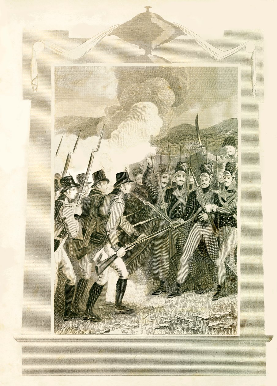 Britové útočící na francouzské linie bajonety v bitvě u Maidy, 1806, 1816. od Unbekannt