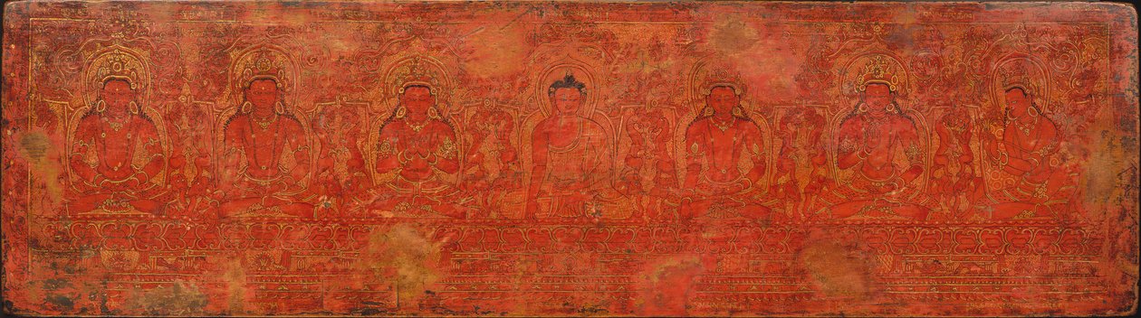 Buddha Šákjamuni, Pět minulých Buddhů a Maitréja, ca. 15. století. od Unbekannt