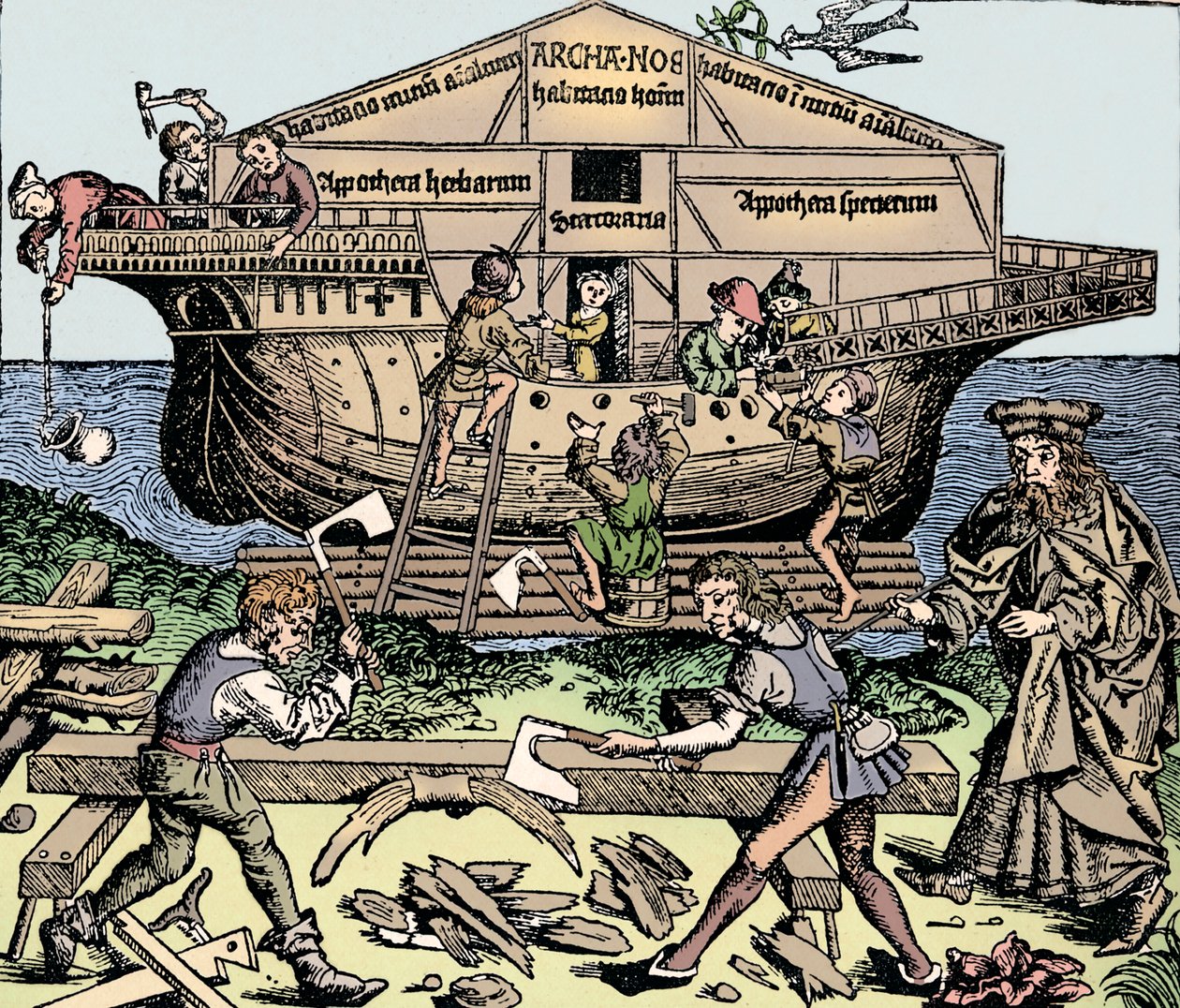 Stavba archy pod dozorem Noaha, 1493, 1903 od Unbekannt