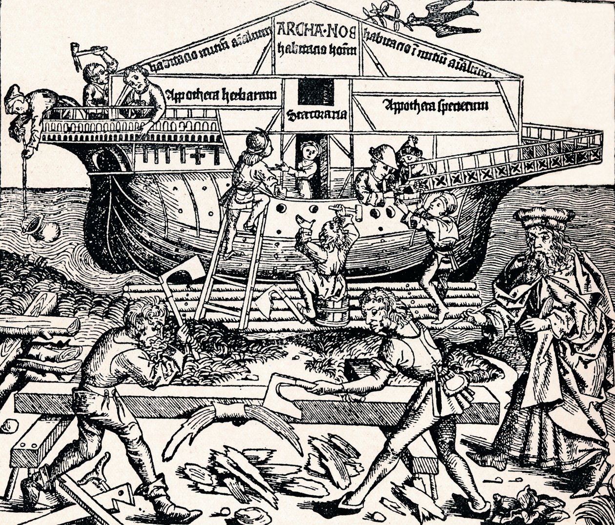 Stavba archy pod dozorem Noaha, 1493, 1903 od Unbekannt