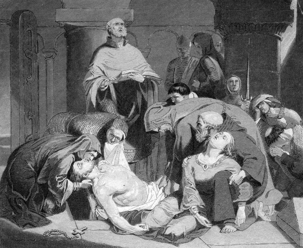 Pohřeb Harolda v opatství Waltham, c1847 od Unbekannt