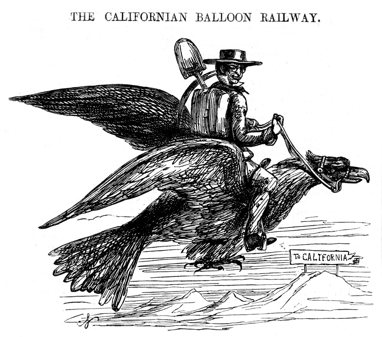 Californian Balloon Railway, nový způsob cestování do Kalifornské zlaté horečky, 1849 od Unbekannt