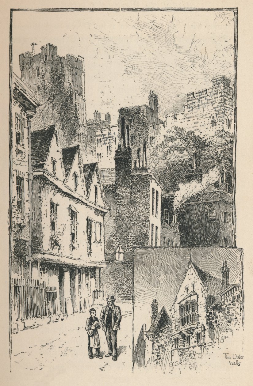 Hrad z ulice Temže. Kousek vnějších zdí, 1895 od Unbekannt