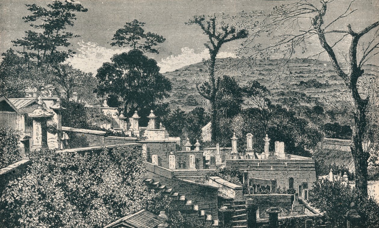 Cemetery Hill v Nagasaki, Japonsko, před moderní expanzí města, 1907 od Unbekannt