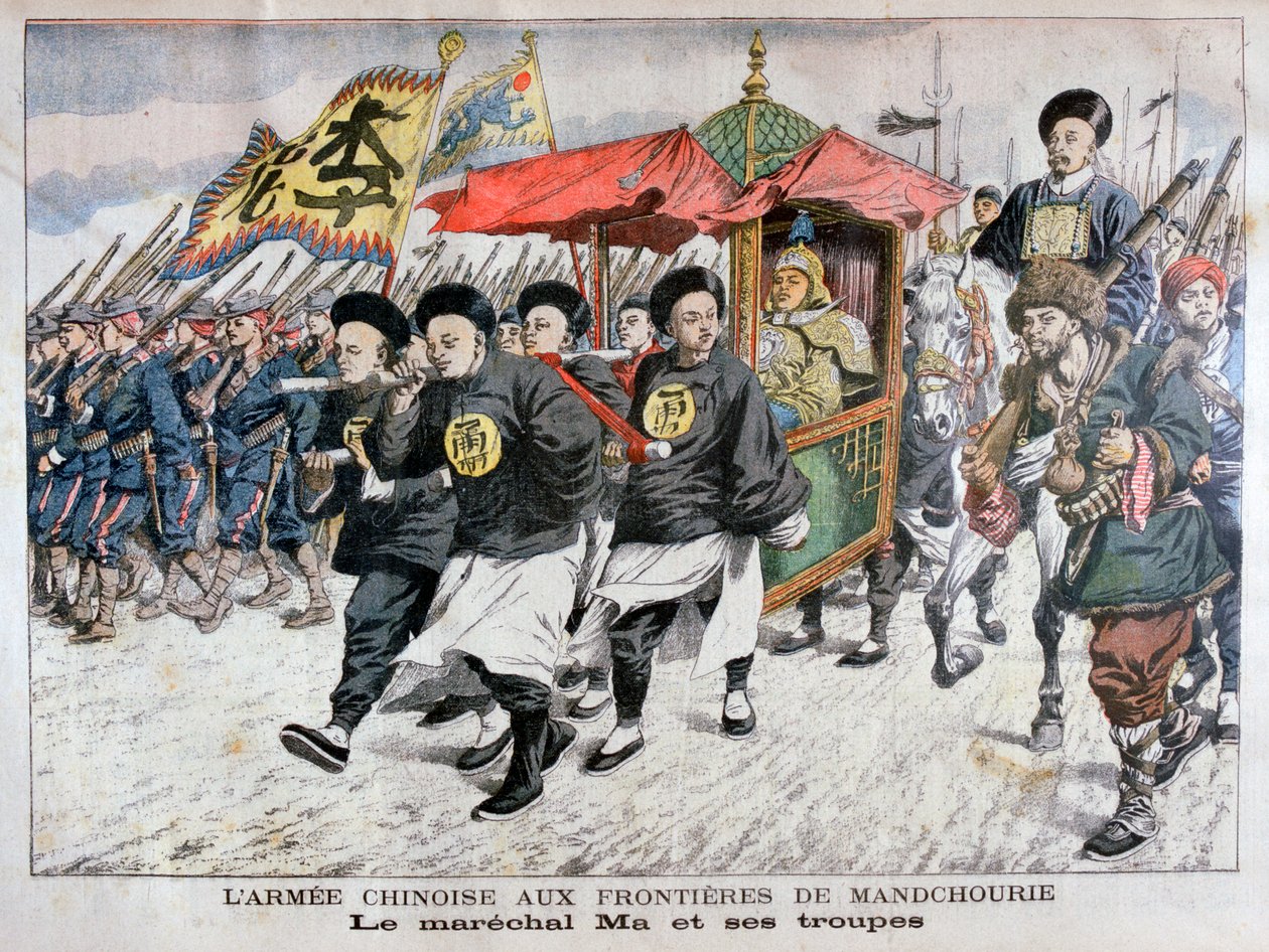 Čínská armáda vedená maršálem Ma na mandžuské hranici, rusko-japonská válka, 1904 od Unbekannt