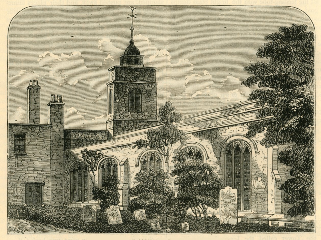 Kostel Allhallows, Barking, v roce 1750, c1872. od Unbekannt