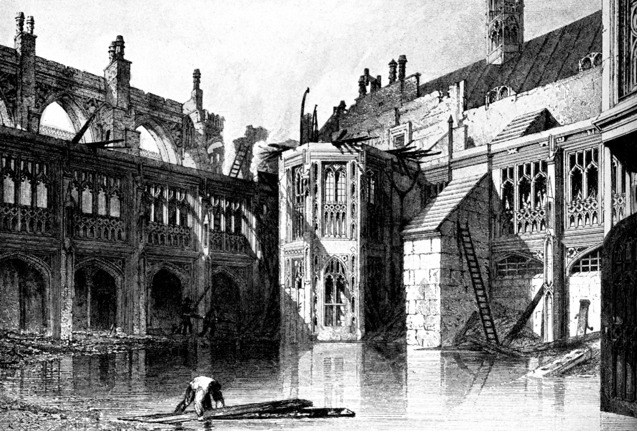 Klášterní dvůr, kaple St Stephens, Westminsterský palác, 1834 c1905 od Unbekannt