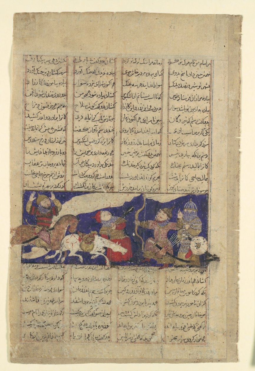 Boj Rustama a Ashkabuse, Folio ze Shahnama Book of Kings, ca. 1330-40. od Unbekannt