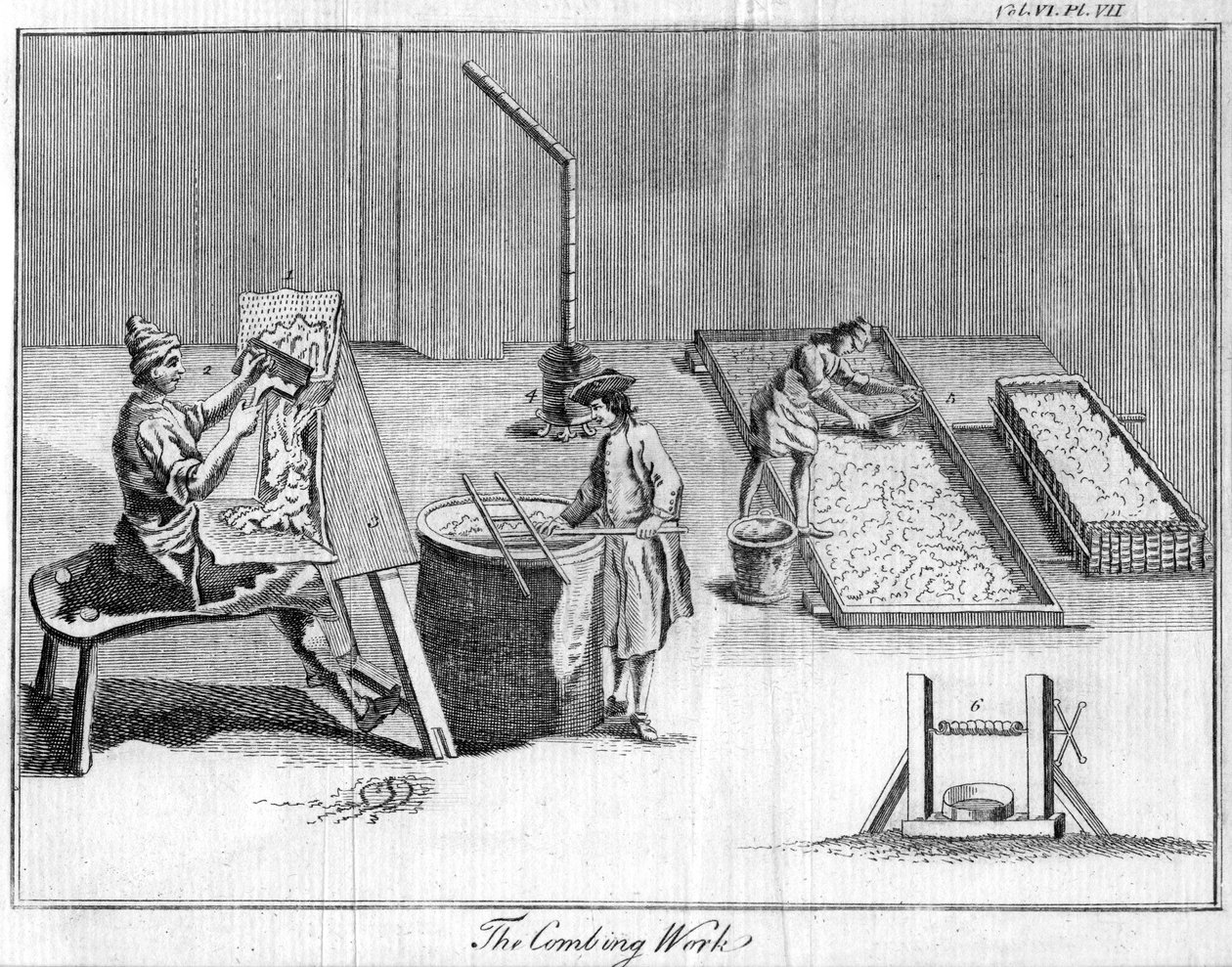 Česací práce, c1750 od Unbekannt