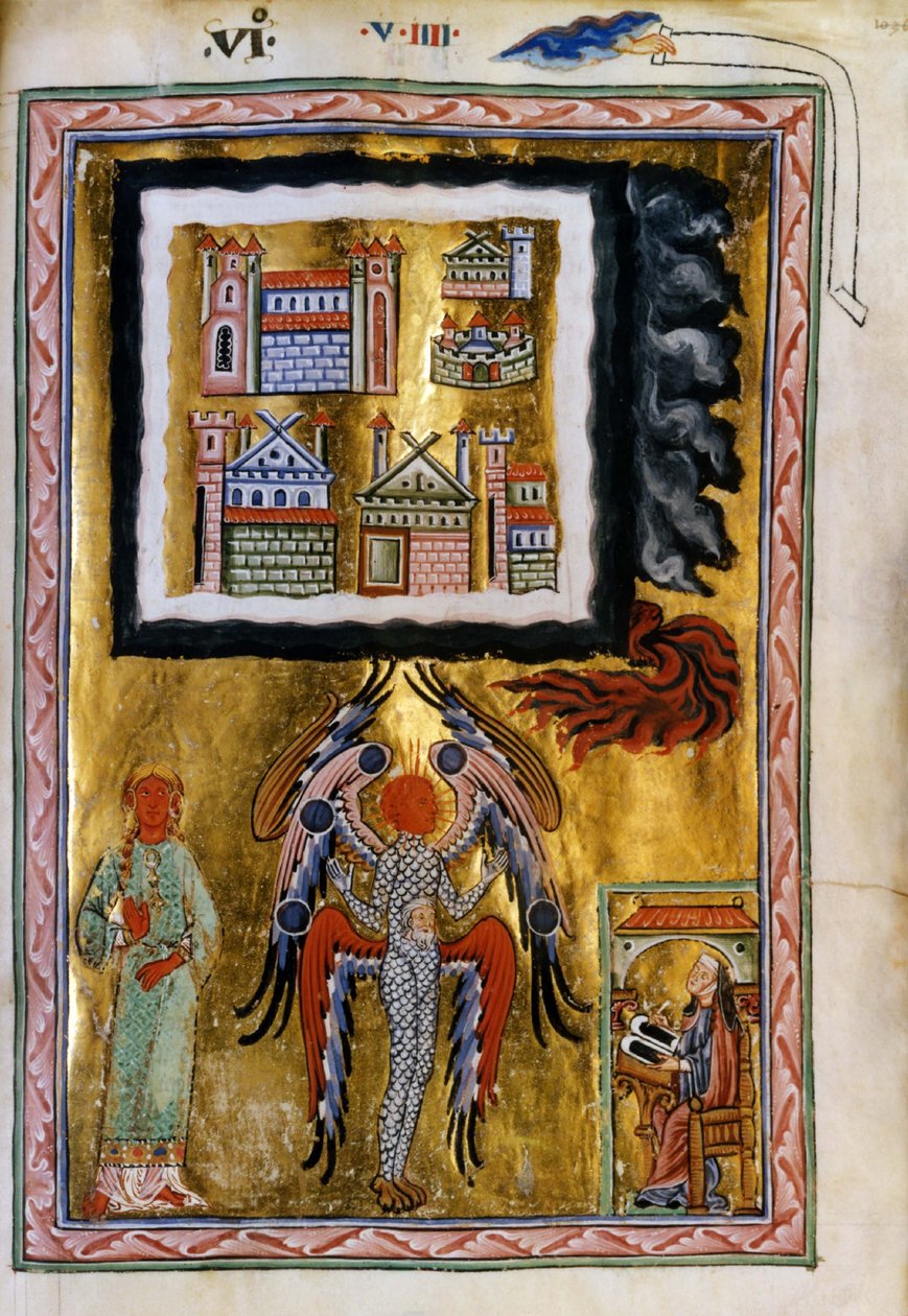 Dokončení Cosmos Vision z Liber Divinorum Operum, ca 1220-1230 od Unbekannt