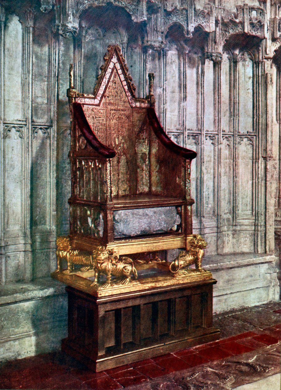 The Coronation Chair, with the Stone of Scone, Westminster Abbey, Londýn, 1937 od Unbekannt