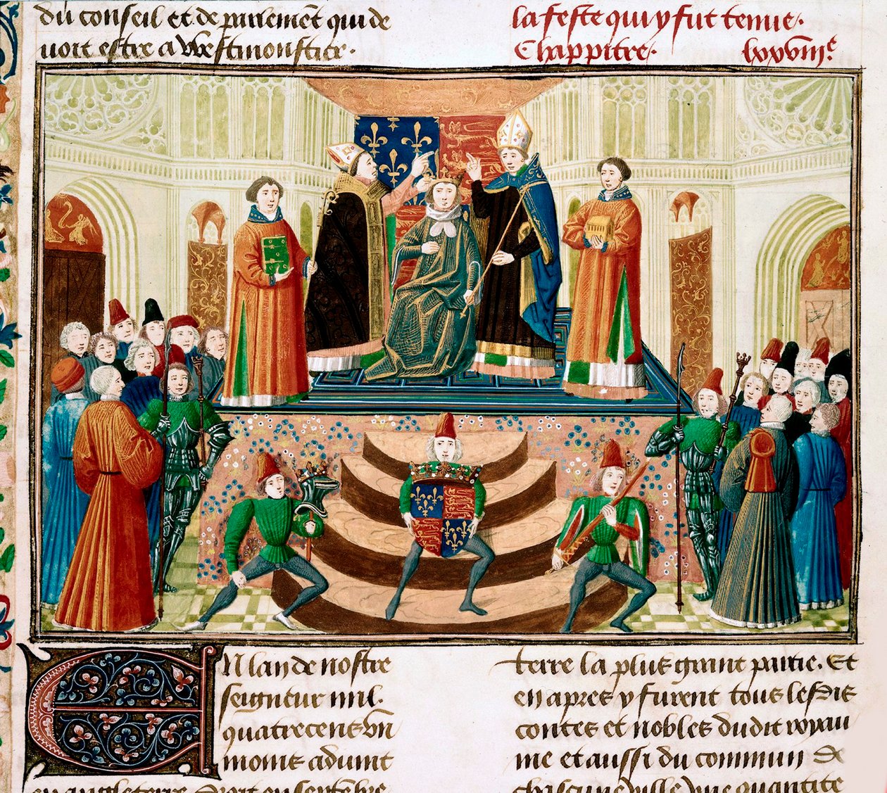 Korunovace Jindřicha IV. z Anglie Detail miniatury z Grandes Chroniques de France od Jeana Froissarta, cca 1470 od Unbekannt