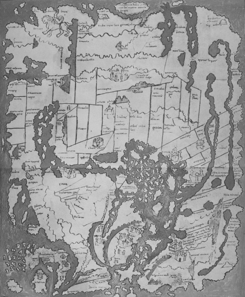 Cottoniana nebo anglosaská mapa MS Tib. BV, c995, 1903 od Unbekannt