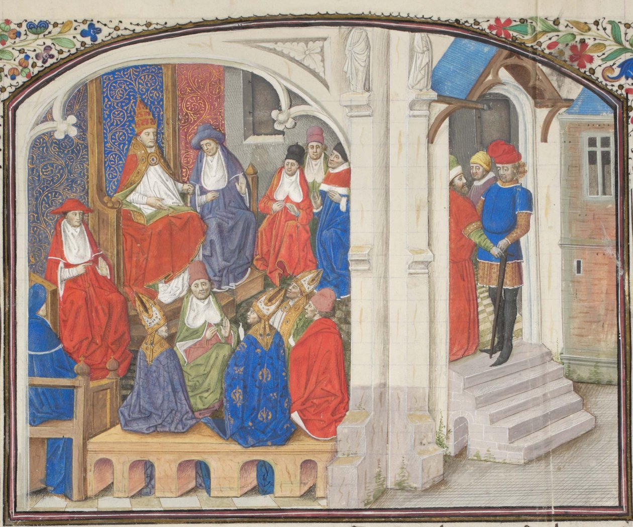 Rada v Clermontu v roce 1095. Miniatura z Historia od Williama z Tyru, 60. léta 14. století od Unbekannt