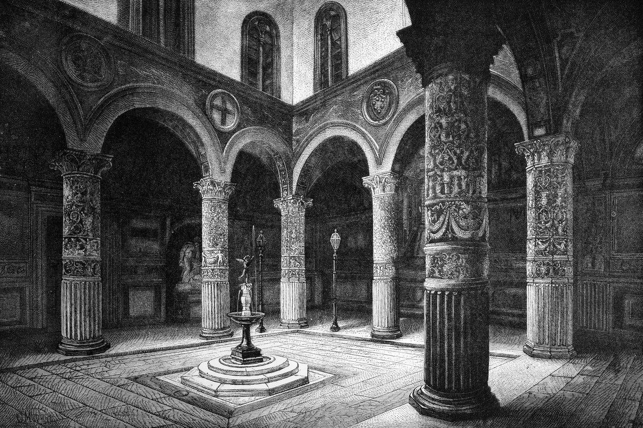 Dvůr Palazzo Vecchio, Florencie, Itálie, 1882 od Unbekannt