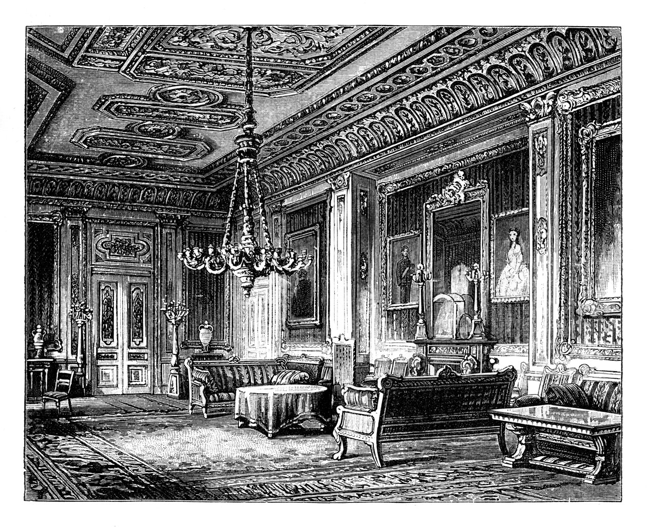 Karmínový přijímací pokoj, hrad Windsor, c1888 od Unbekannt