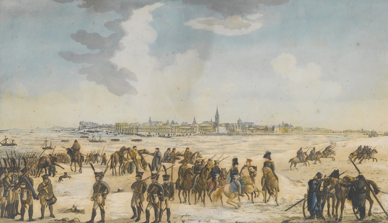 Překročení Rýna poblíž Düsseldorfu ruskou armádou, 13. ledna 1814, 1814 od Unbekannt