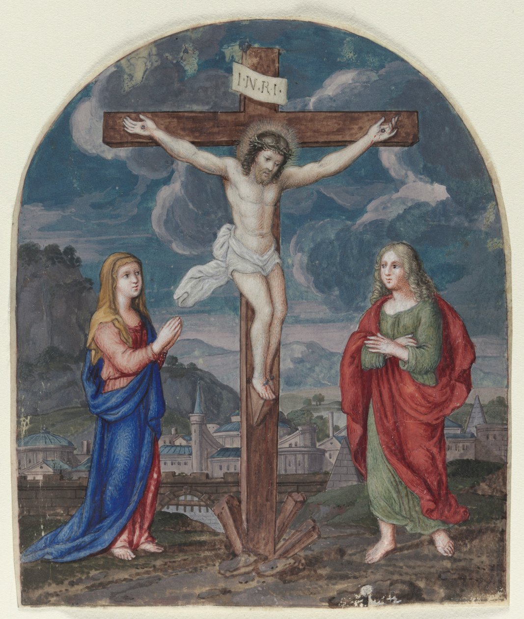 Ukřižování: Miniatura vyříznutá z modlitební knihy, c. 1540-1550. od Unbekannt