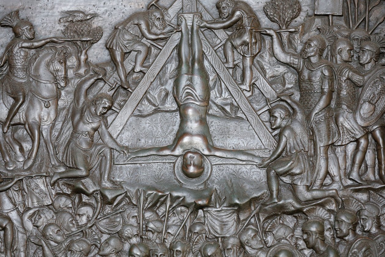 Ukřižování svatého Petra - Detail portálu - Přední vchodové dveře baziliky svatého Petra, Řím, Itálie od Unbekannt