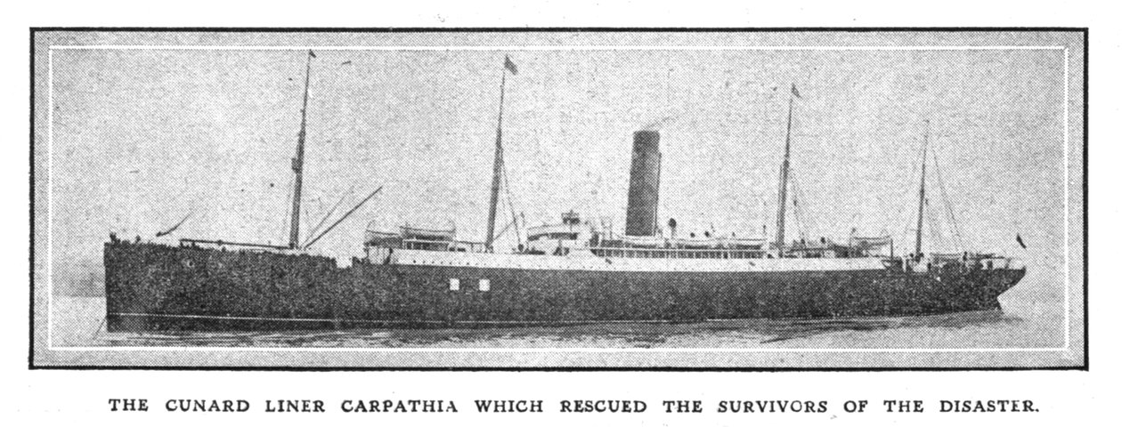 Cunardská loď Carpathia, která zachránila přeživší katastrofu, 20. dubna 1912. od Unbekannt