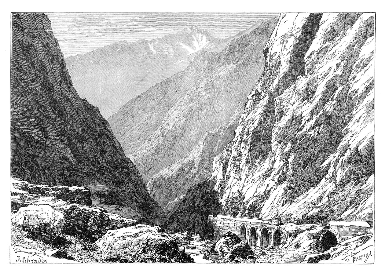 Darial Defile na hranici Ruska a Gruzie, 1895 od Unbekannt