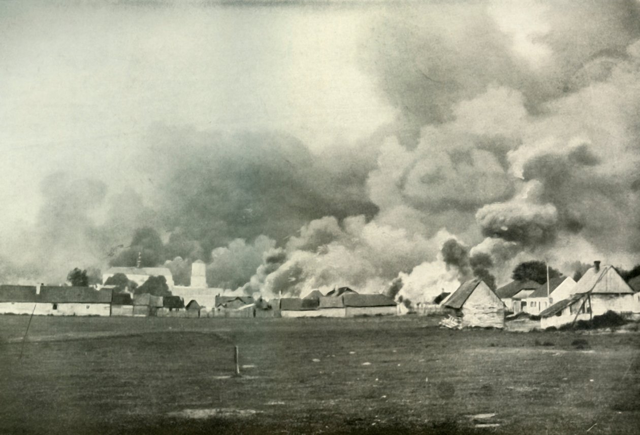Zničení polské vesnice, 1919. od Unbekannt