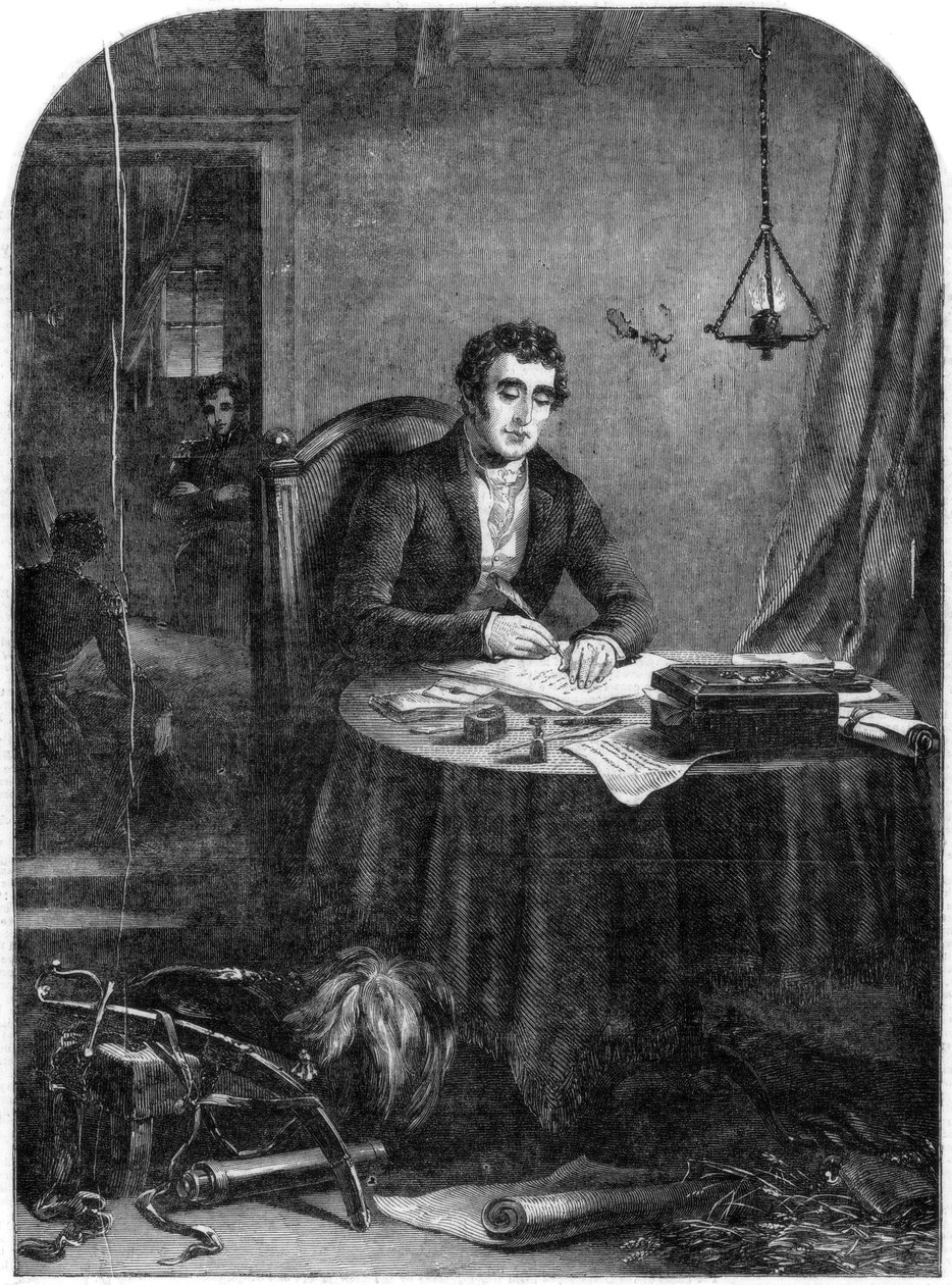 Vévoda z Wellingtonu píšící depeše po bitvě u Waterloo, 1815, 1852 od Unbekannt