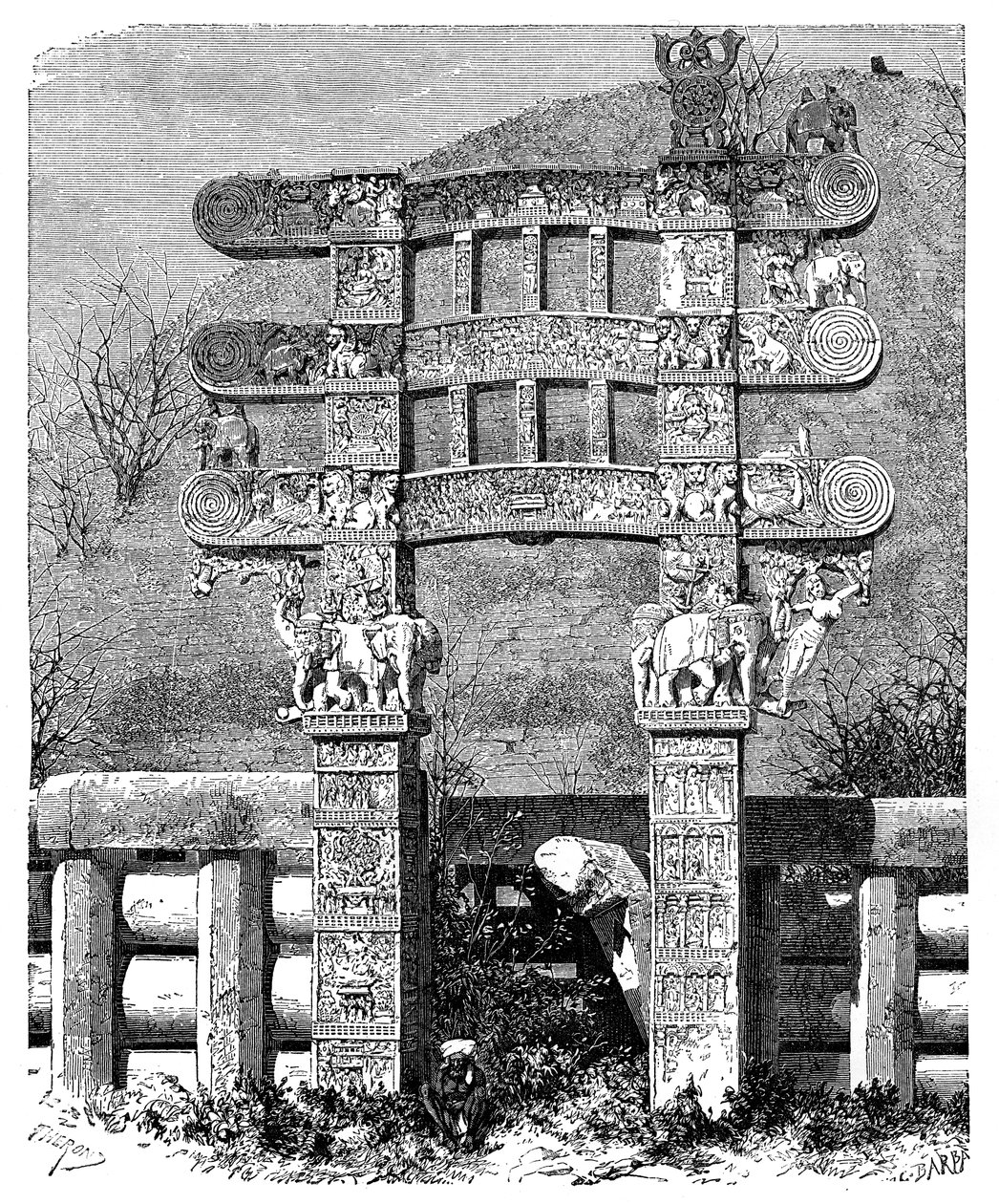 Východní brána Sanchi Tope, Indie, 1895 od Unbekannt