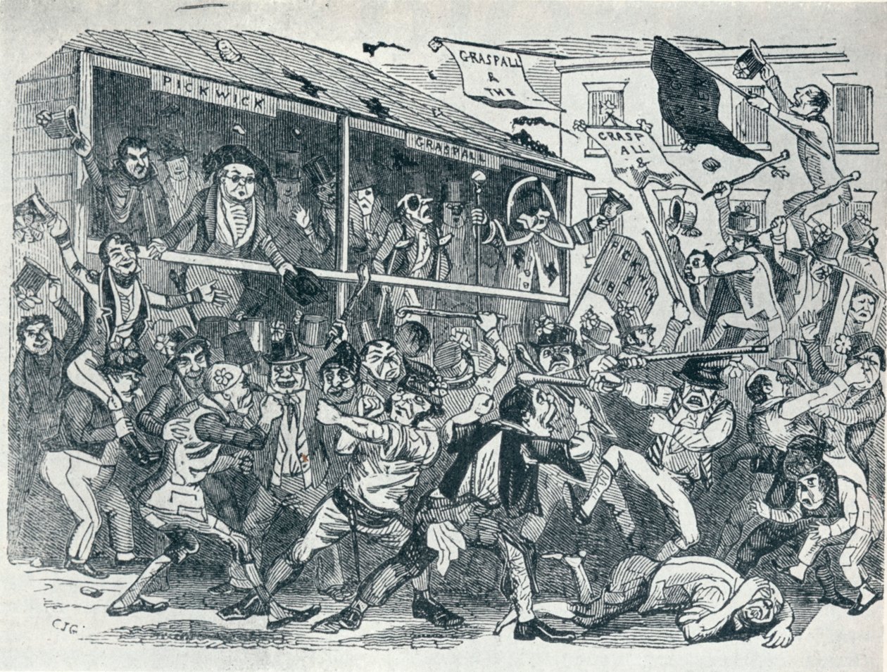 Volby v Eatanswill, c1836, 1925 od Unbekannt