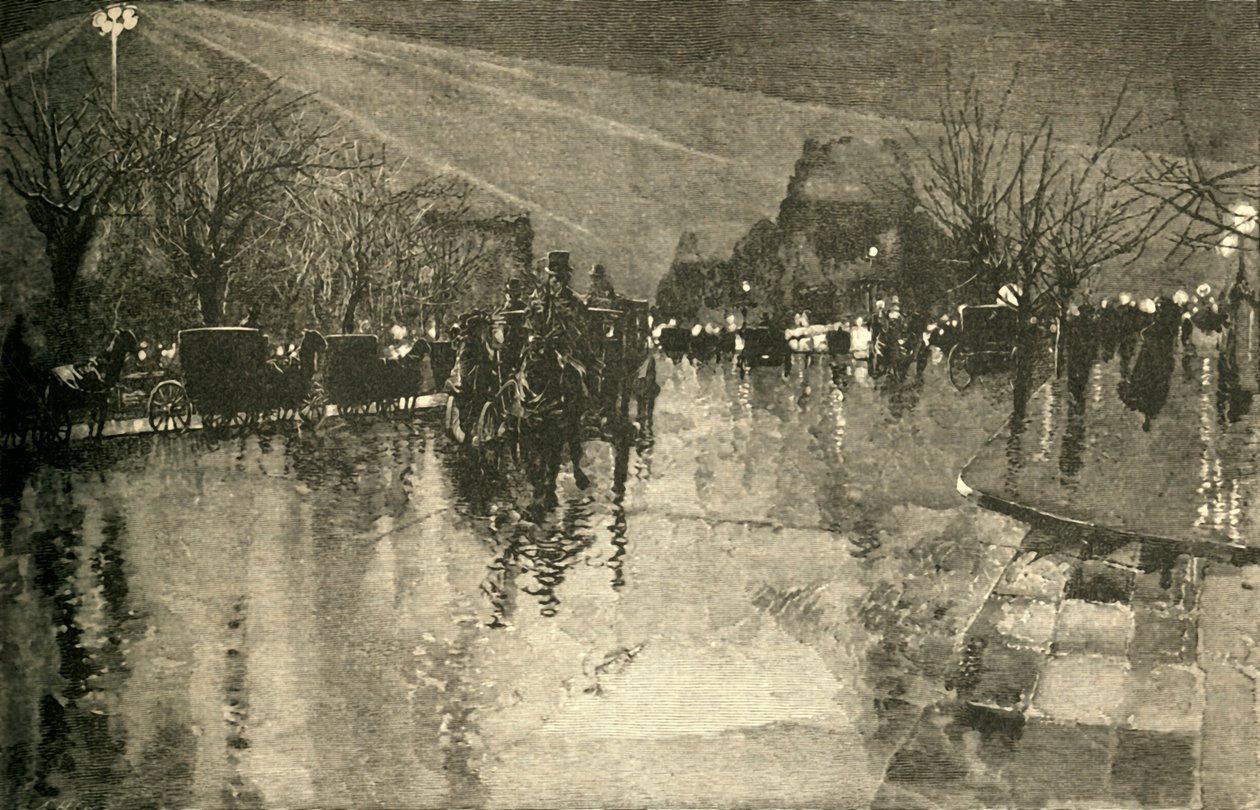 Elektrické světlo na Madison Square, New York, za zamračeného večera, 1882. od Unbekannt