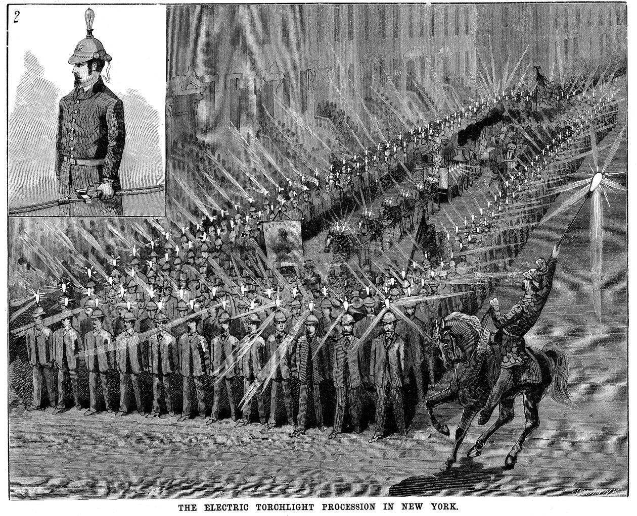 Průvod s elektrickou pochodní v New Yorku, USA, 1884 od Unbekannt