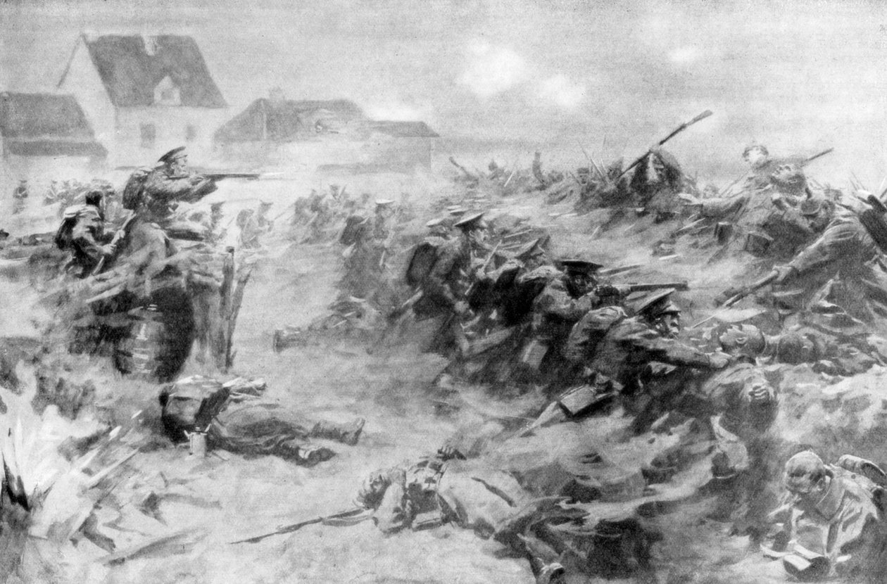 Angličané zatlačují Němce na frontu Ypres, Belgie, 11. listopadu 1914, 1926 od Unbekannt