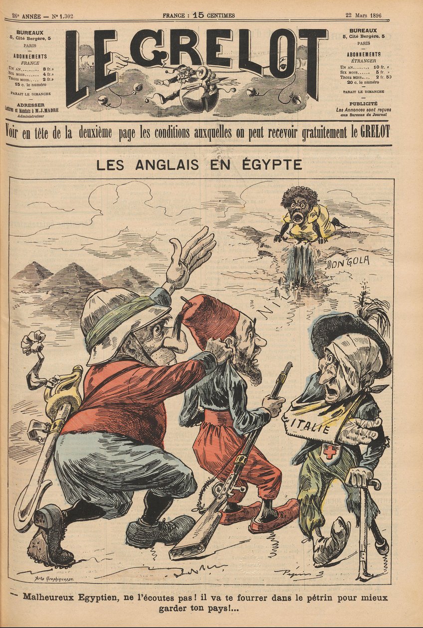Angličané v Egyptě. Karikatura z Le Grelot, 22. března 1896, 1896. od Unbekannt