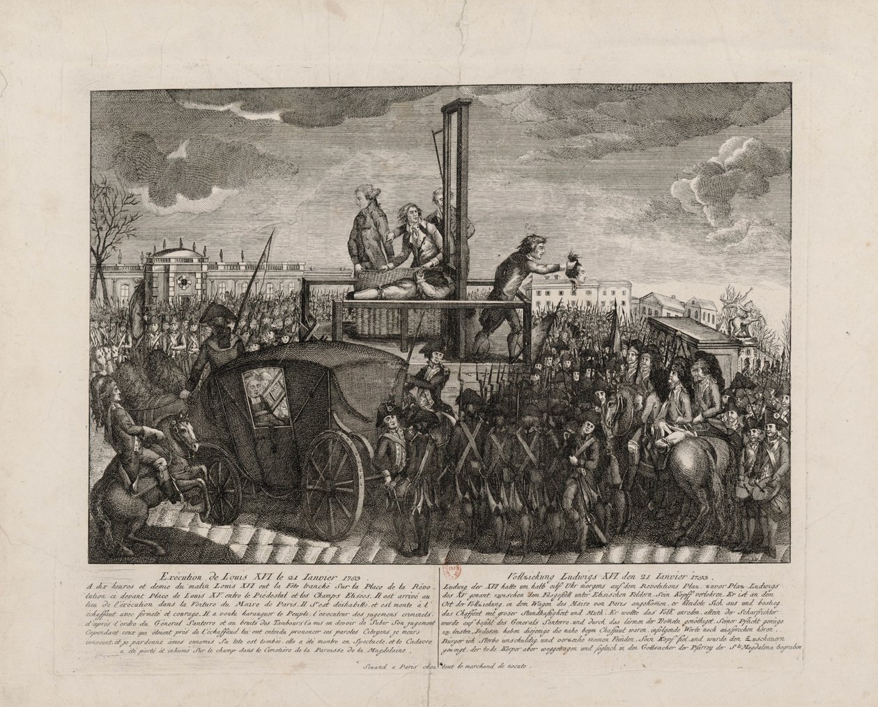 Poprava Ludvíka XVI. na Place de la Revolution dne 21. ledna 1793, c. 1793. od Unbekannt