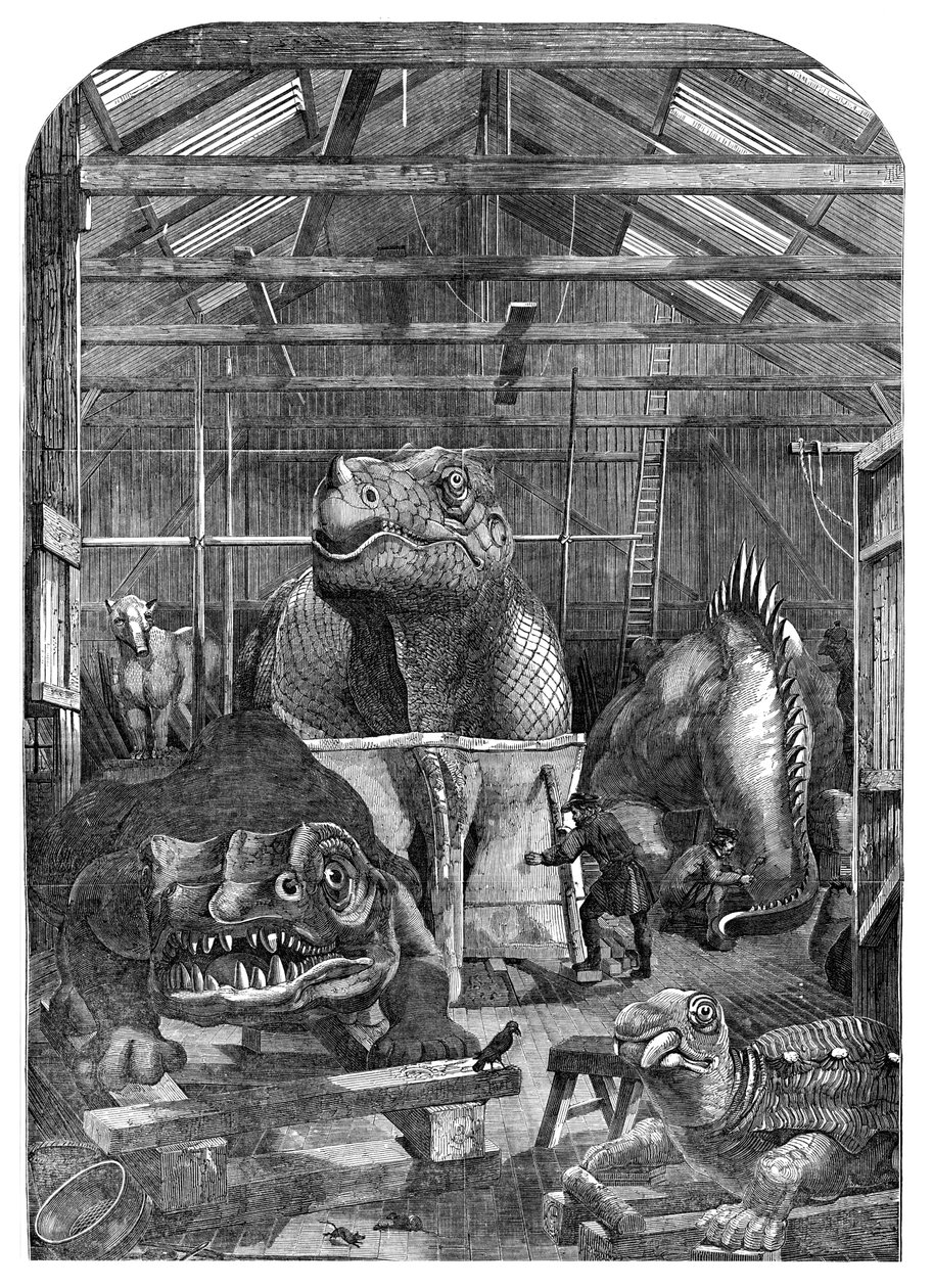 Modelová místnost Extinct Animals v Crystal Palace, Sydenham, 1853 od Unbekannt