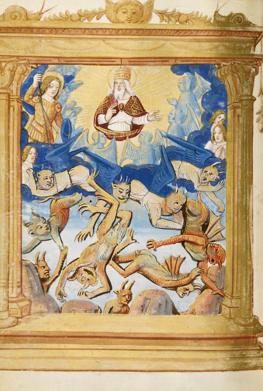 Pád Lucifera. Z knihy hodin, c. 1500 od Unbekannt