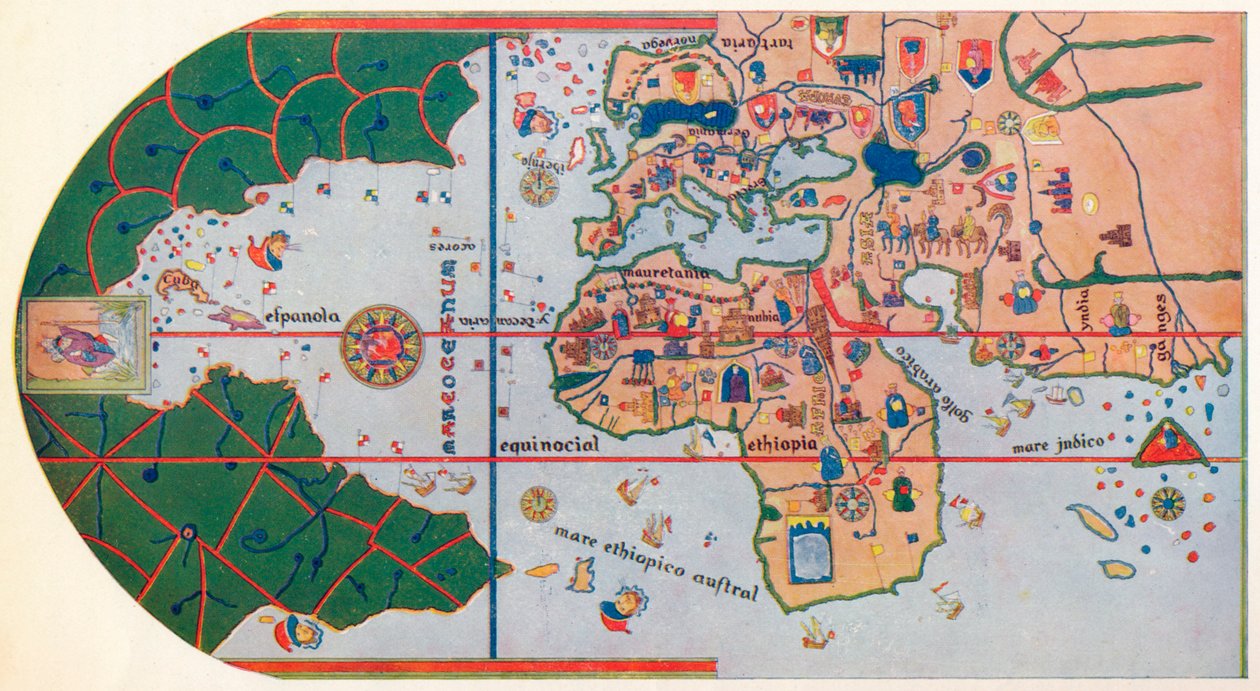 První mapa k zobrazení Ameriky, 1500 1912 od Unbekannt