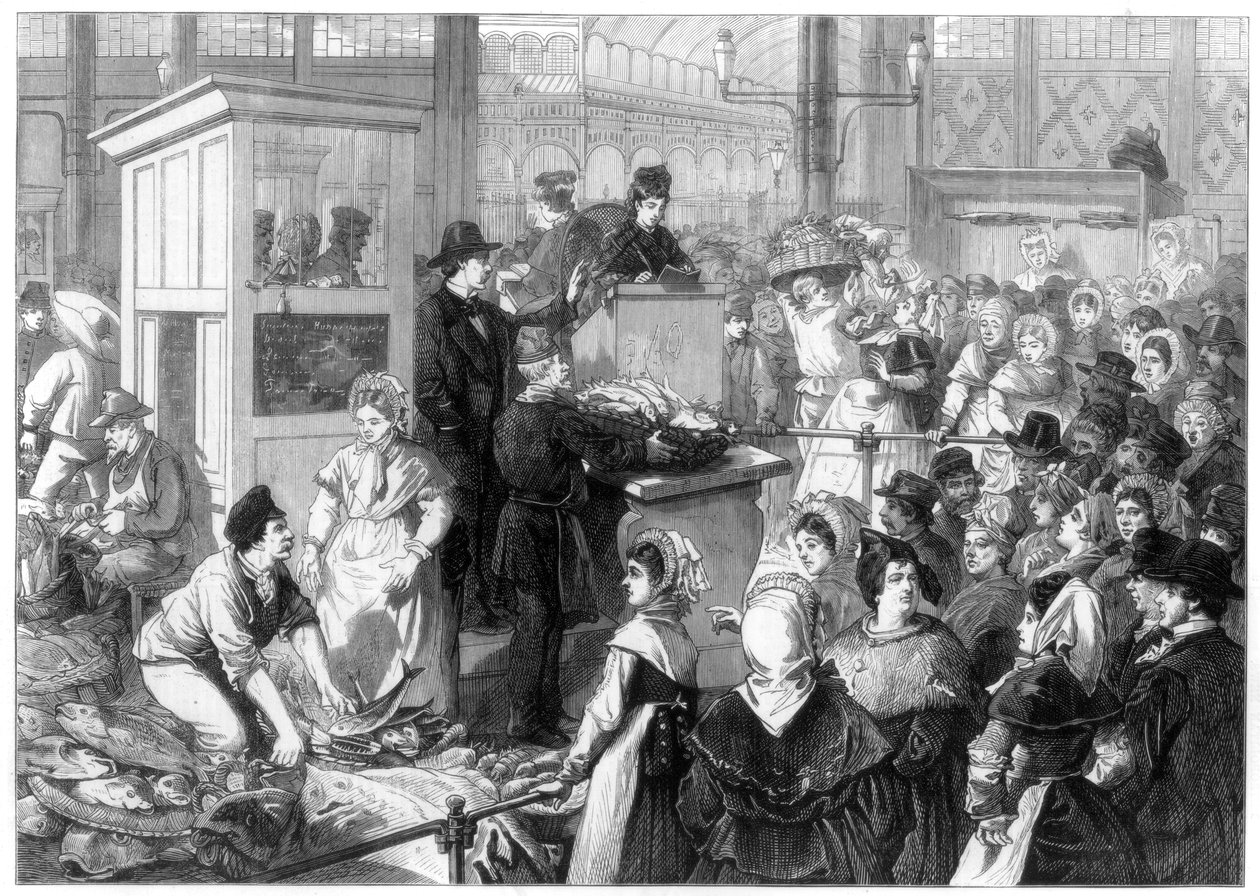 Rybí trh, postní období v Paříži, 1875 od Unbekannt