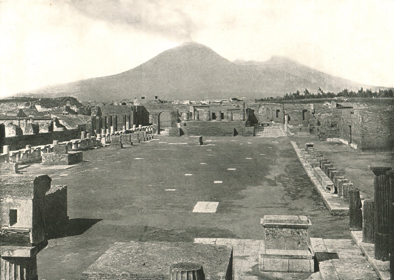Fórum v Pompejích a Vesuvu, Itálie, 1895. od Unbekannt