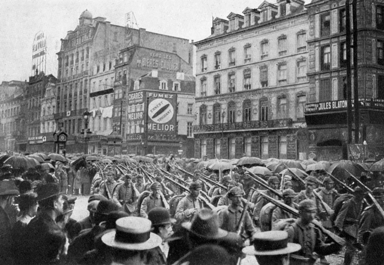Německá armáda pochodující Bruselem, první světová válka, c1914 1920 od Unbekannt