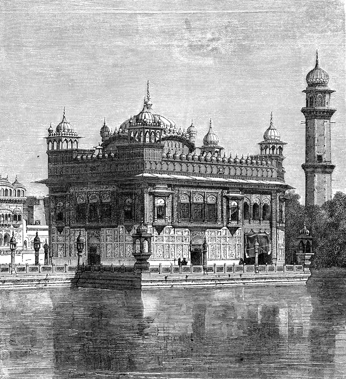 Zlatý chrám a jezero nesmrtelnosti v Amritsar, Indie, 1895 od Unbekannt
