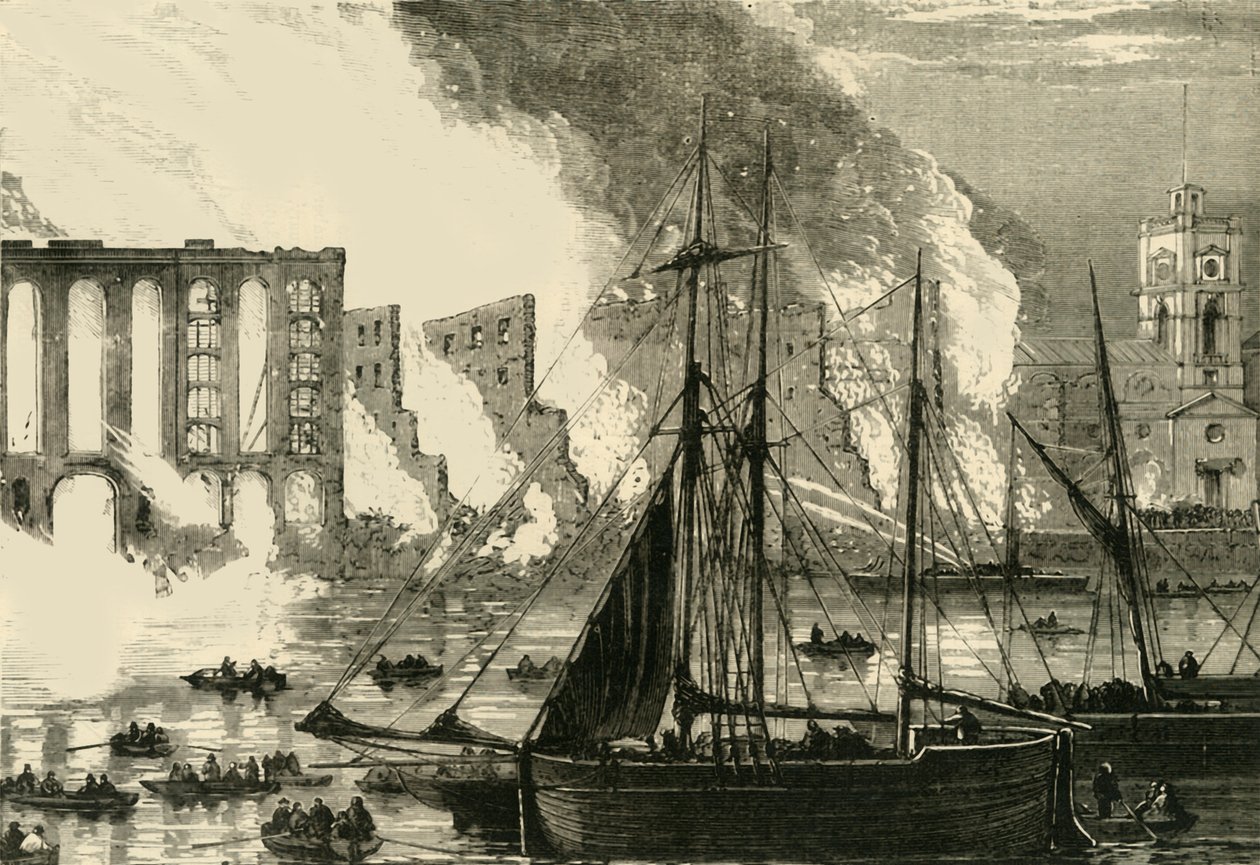 Velký požár v Cottons Wharf Tooley Street, 1861, c1878. od Unbekannt